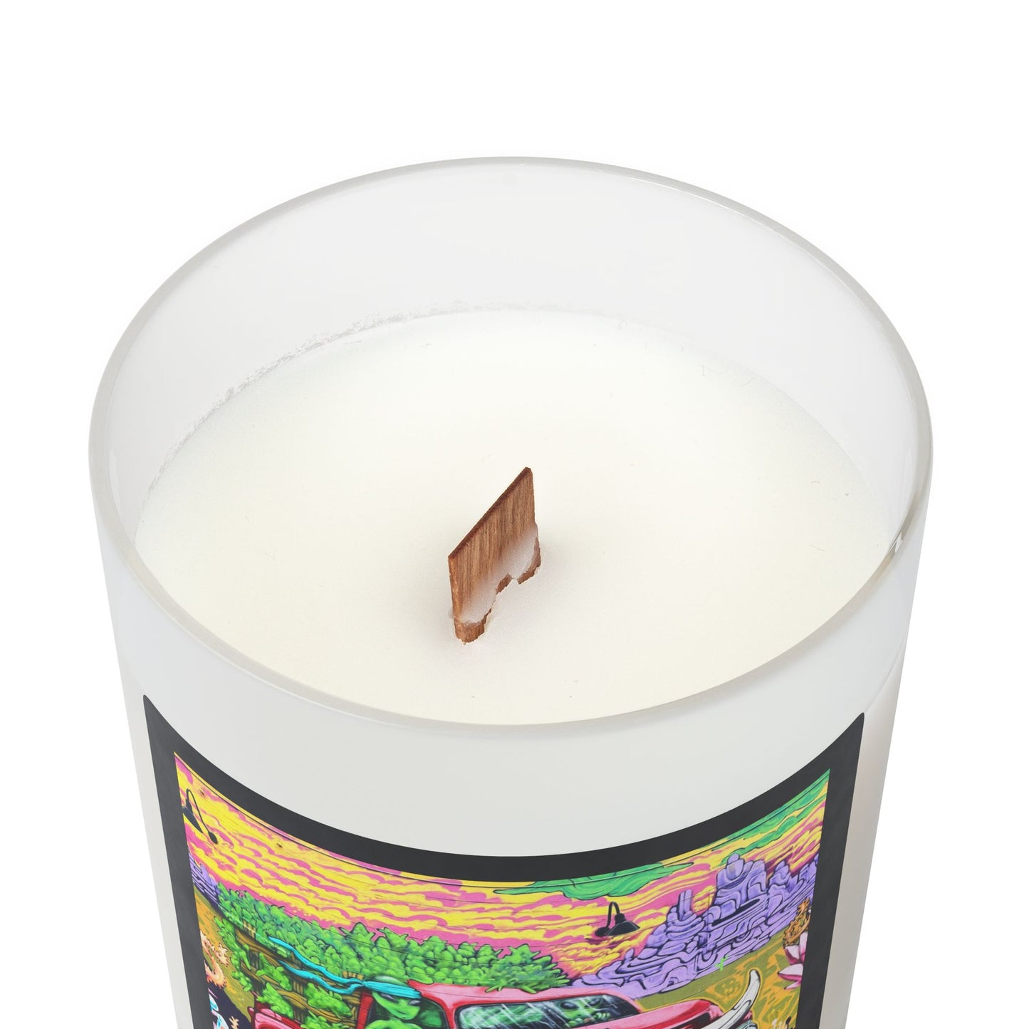 Alien 11oz Frosted Glass Vegan Wax Wooden Wick Candle-Street Art Design