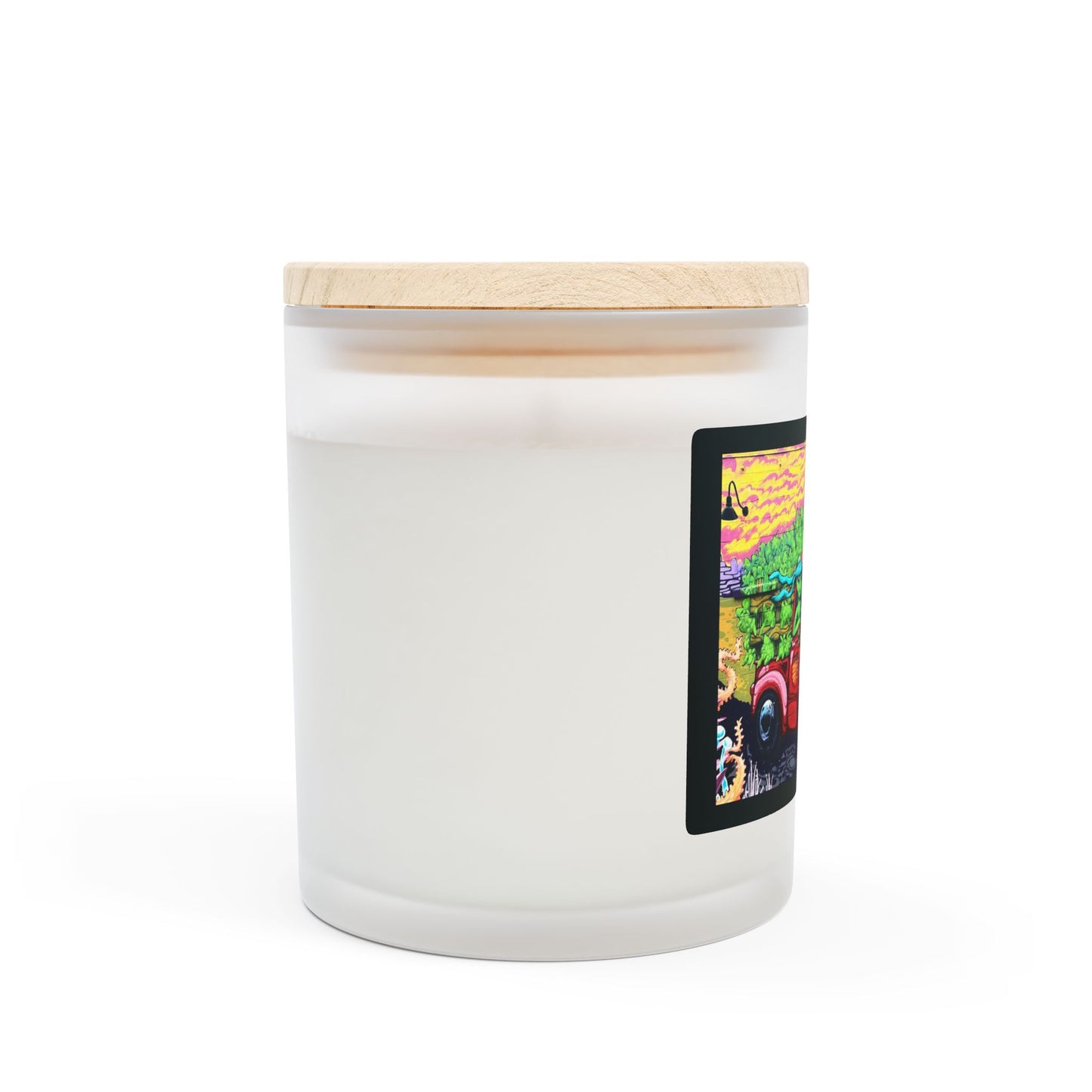 Alien 11oz Frosted Glass Vegan Wax Wooden Wick Candle-Street Art Design