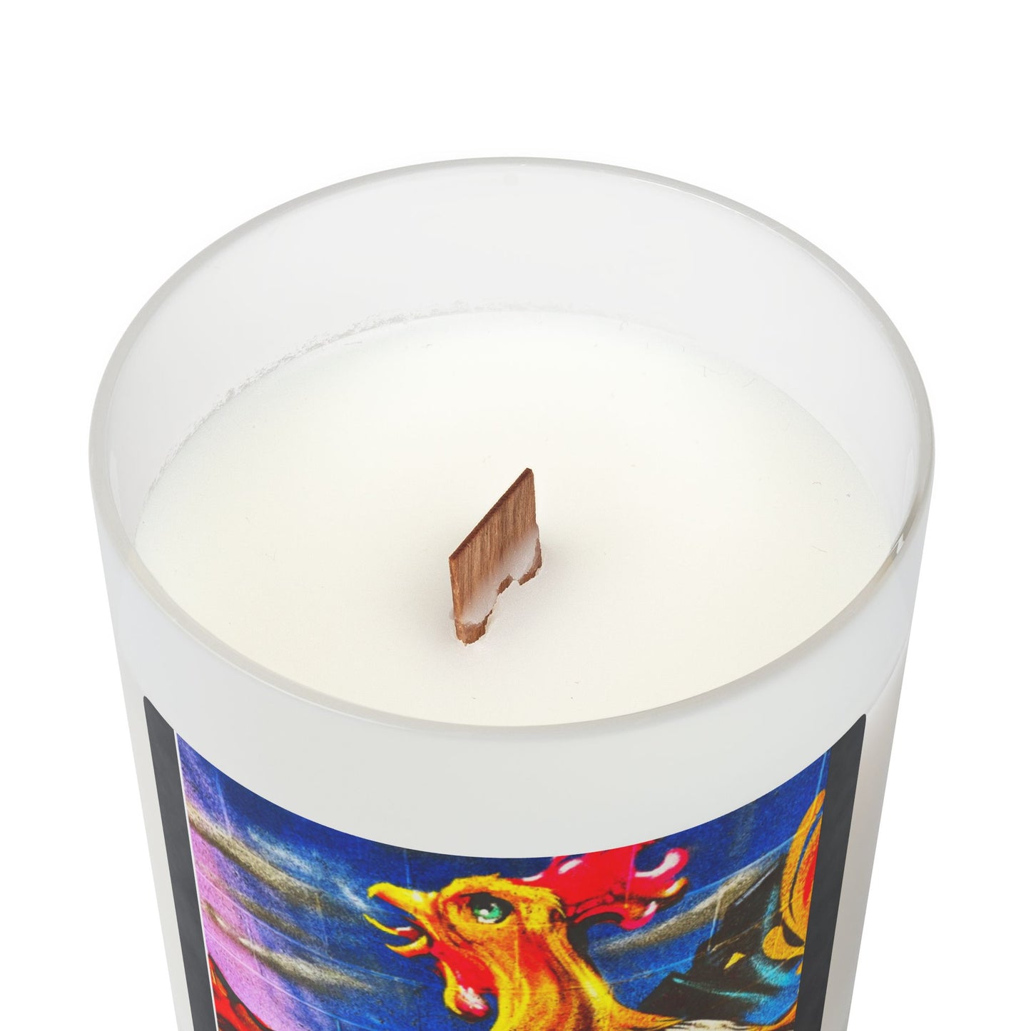 Rooster 11oz Frosted Glass Vegan Wax Wooden Wick Candle-Street Art