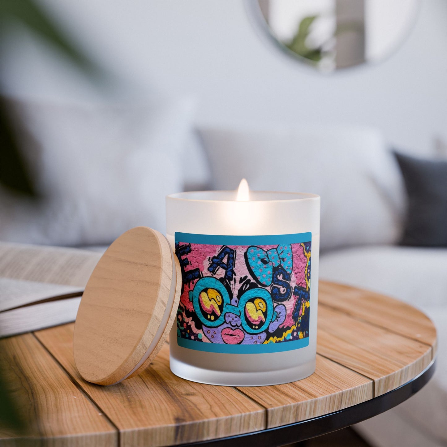 East Frosted Glass Vegan Wax Candle 11oz-Street Art