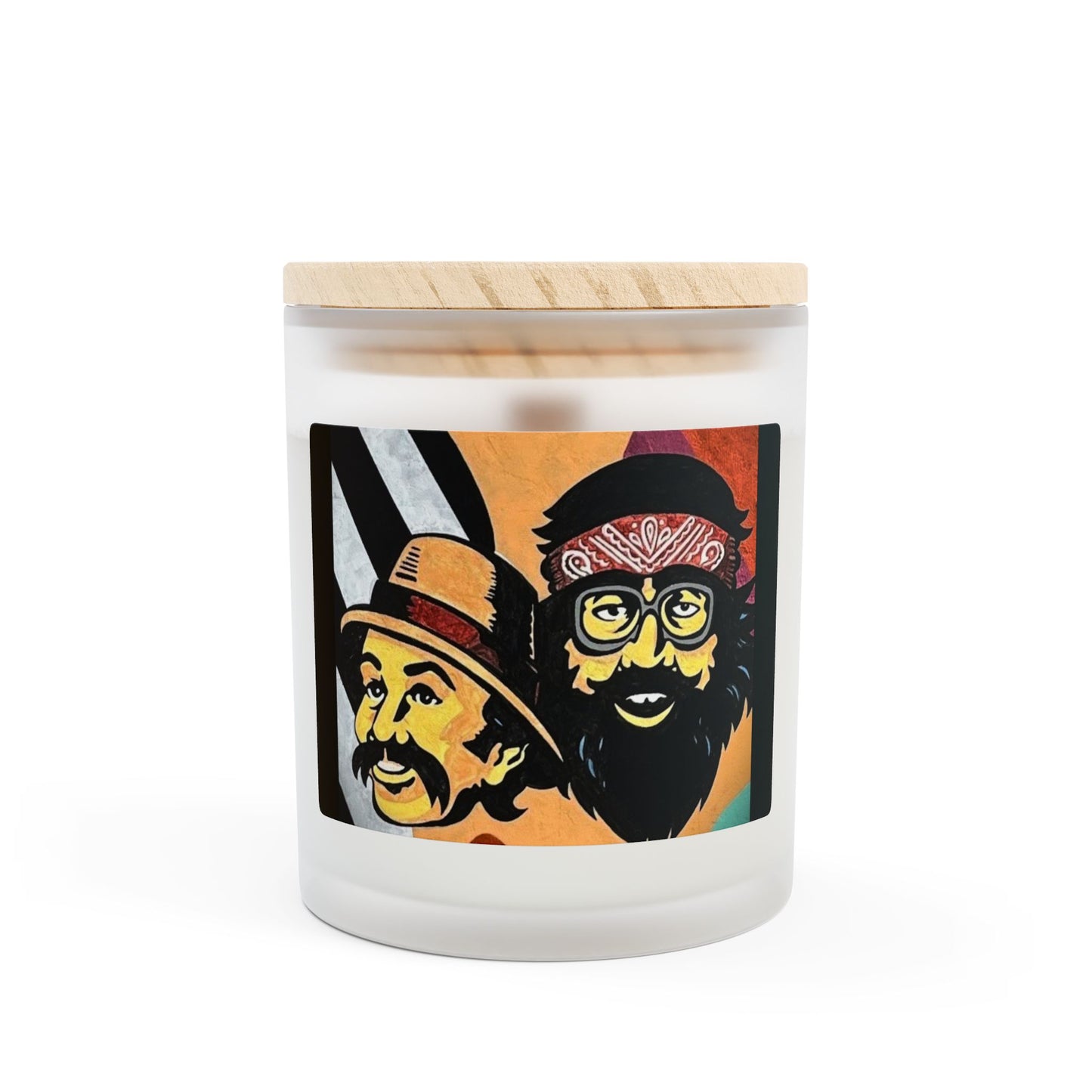 Cheech and Chong 11oz Frosted Glass Vegan Wax Wooden Wick Candle-Street Art