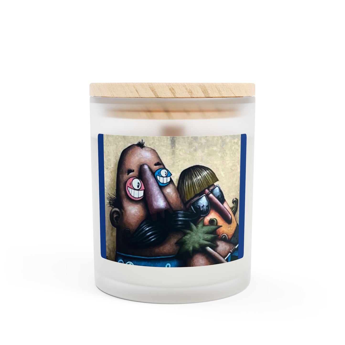 Fred and Ted 11oz Frosted Glass Vegan Wax Wooden Wick Candle-Street Art