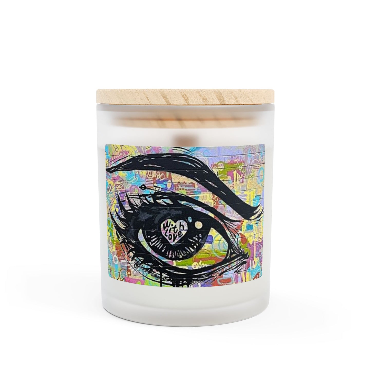 With Love Frosted Glass Vegan Wax Candle 11oz-Street Art