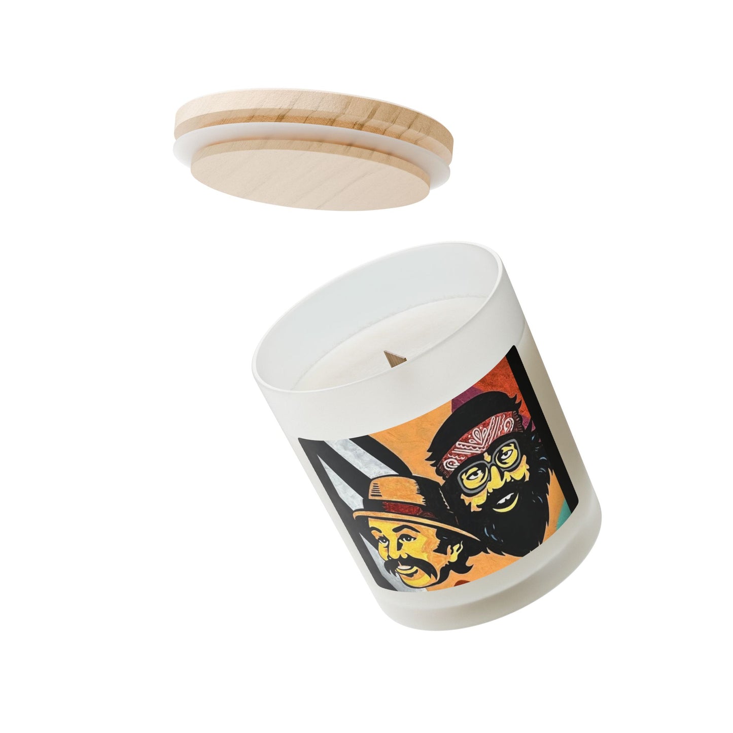 Cheech and Chong 11oz Frosted Glass Vegan Wax Wooden Wick Candle-Street Art