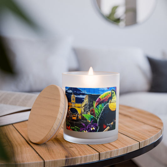 Italiano 11oz Frosted Glass Vegan Wax Wooden Wick Candle-Street Art