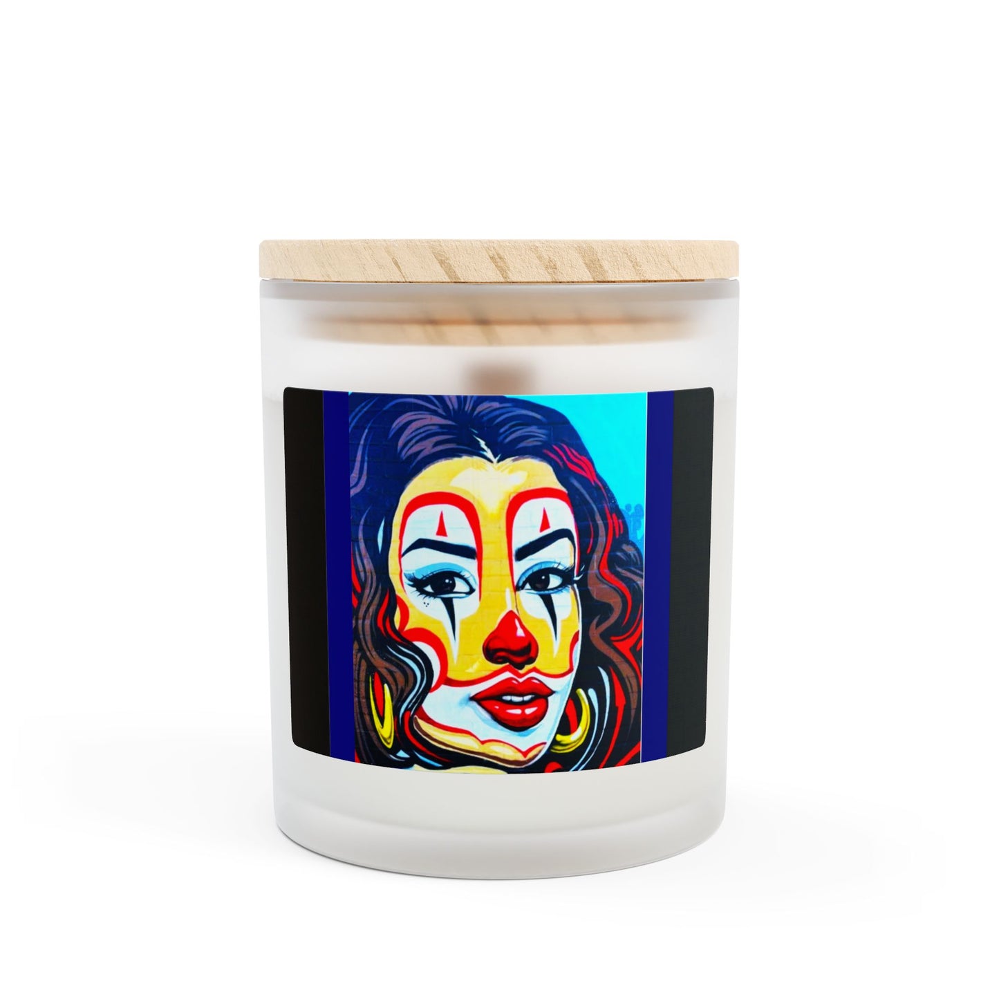 Clowning Around 11oz Vegan Wax Wooden Wick Frosted Glass Candle-Street Art