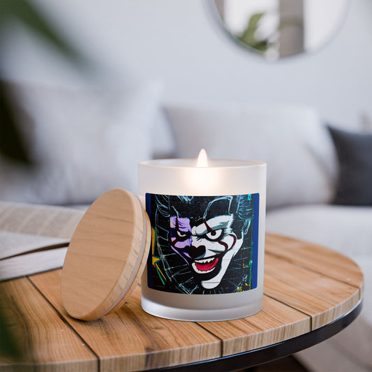 Why So Serious 11oz Frosted Glass Vegan Wax Wooden Wick Candle-Street Art