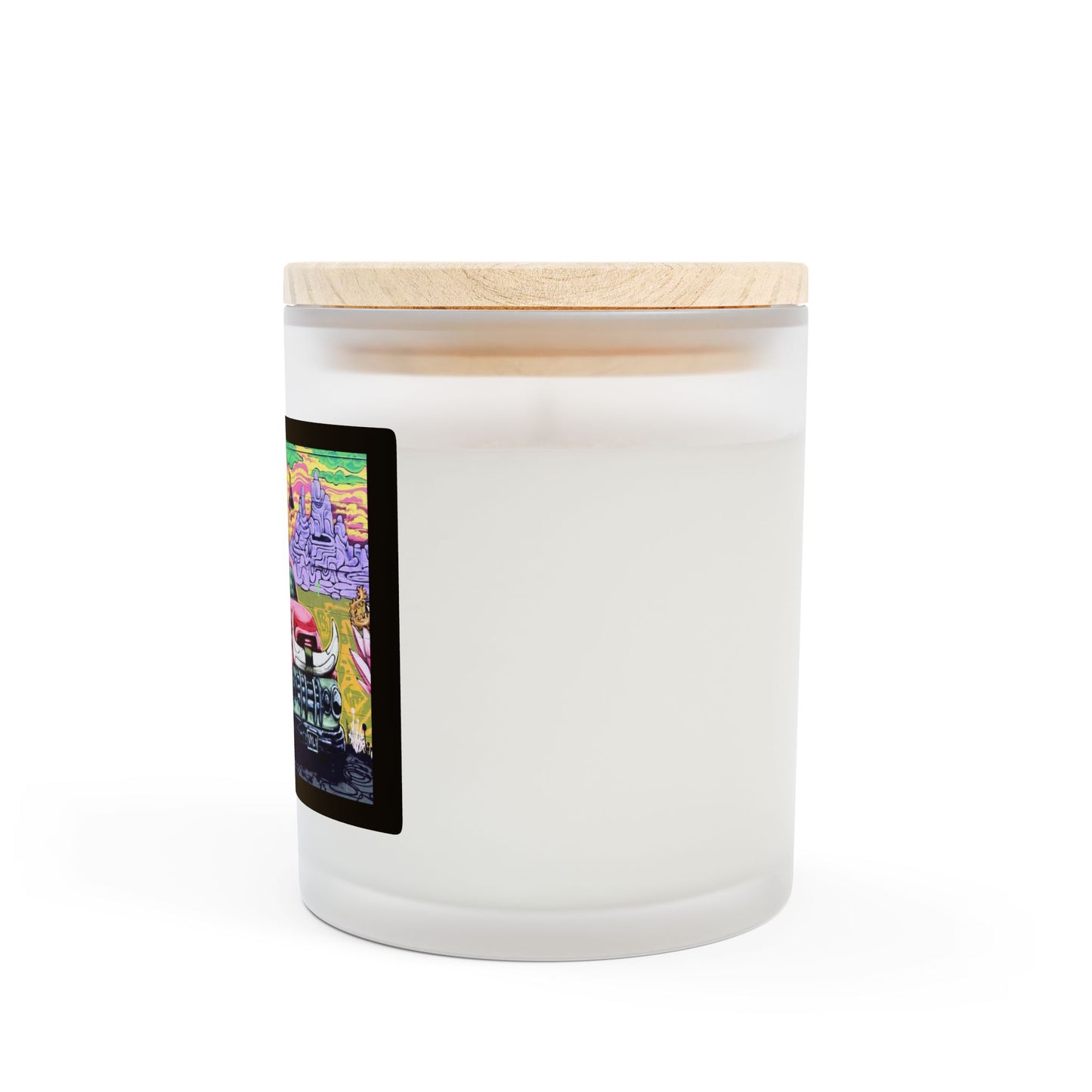 Alien 11oz Frosted Glass Vegan Wax Wooden Wick Candle-Street Art Design